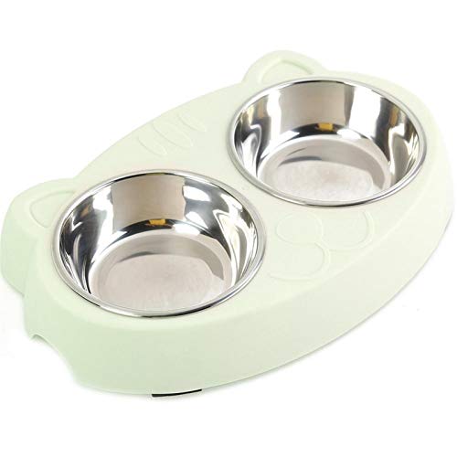Hund Doppel Bowl Welpenfutter Wasser Feeder Netter Edelstahl Haustiere Trinken Geschirr Feeder Haustiere Supplies Futternäpfe Hunde Bowl (Color : C) von KSFBHC