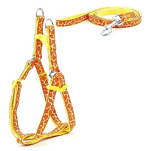 Hund Katze Geschirr-Leine Adjustable Harness Vest Leine Halsband Welpe Kleiner Hund Im Freien Gehen Schnauzer (Color : Yellow Giraffe, Size : M) von KSFBHC