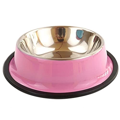 Hundeschalen Edelstahl Reise Footprint Fütterung Feeder Wasserschüssel für große Hunde Füttern Teller Fit Alle Pet Puppy Cat Bowl (Color : Pink, Size : 3XL) von KSFBHC