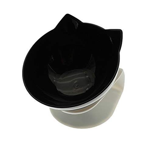 rutschfeste Doppel Cat Bowl Hundenapf mit Standplatz Pet Feeding Cat Wasser-Schüssel for Katzen Lebensmittel-Fressnäpfe for Hunde Feeder (Color : Black Single) von KSFBHC
