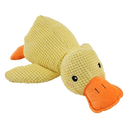 KSHSAA The Mellow Duck Hundespielzeug, weiches Enten-Plüschtier, beruhigendes Hundekissen, niedliches The Mellow Duck Haustier-Plüschspielzeug, Hunde-Kuscheltiere, Kauspielzeug, quietschendes Hundespi von KSHSAA