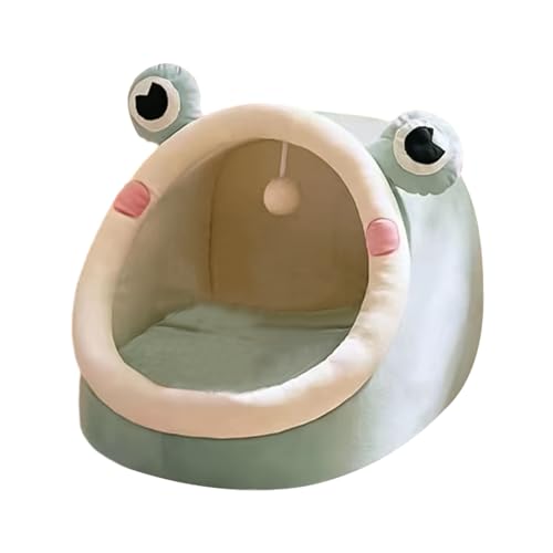 Süßes Frosch-Katzenbett, Katzenhaus-Zelt, Katzenbetten für den Innenbereich, mit rutschfester Unterseite, kleines/mittelgroßes/großes Hundebett, Katzenhausmöbel für Haustiere, Kätzchen, Zelt, Höhle, von KSHSAA