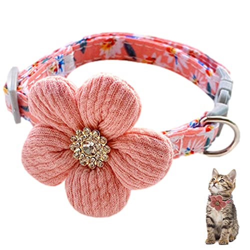 Hundehalsband aus gerolltem Leder, weich gepolstert, rund, Welpenhalsband, Sicherheitsverschluss, Katzenhalsband, für große kleine Katzen (Rosa) von KSIEE