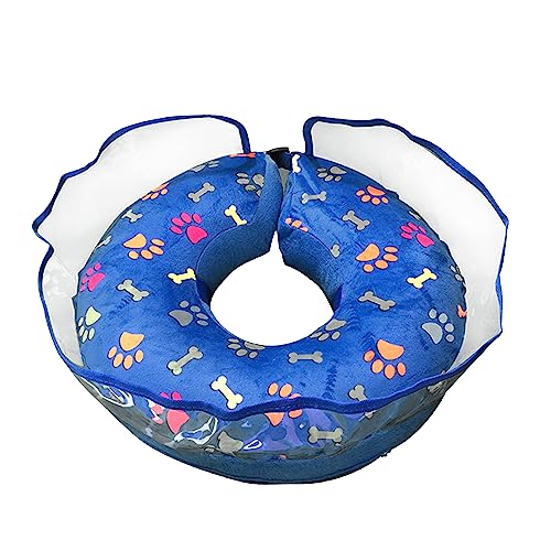 Hundekegel-Halsband, aufblasbares Hals-Donut-Halsband, Haustier-PVC, aufblasbarer Elizabeth-Ring für Hunde, Anti-Leck-Schutzring nach Operationen, verhindert, dass Haustiere beißen, kratzen (Blau, M) von KSIEE