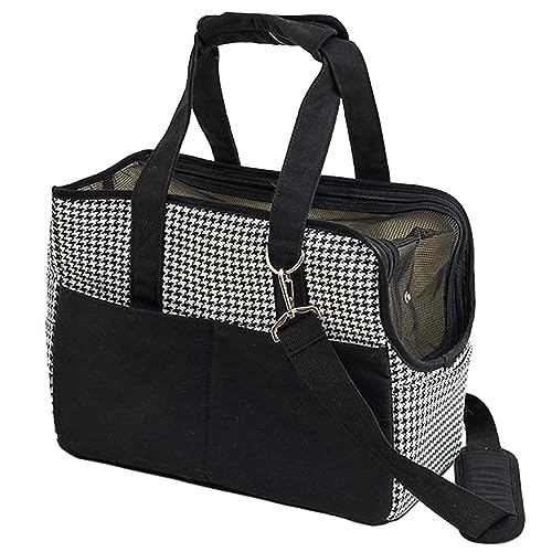 Hundetragetasche, faltbar, Baumwolltuch, Hundetragetasche, Haustier-Reisetasche mit Taschen für Katzen und kleine Hunde (schwarz) von KSIEE
