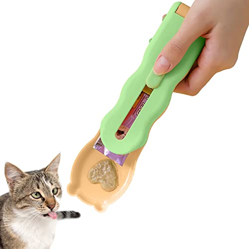 KSIEE 4 Stück Pet Feeder Cat Strip Squeeze Spoon, Multifunktionale Pet Spoons Cat Feeder, Cat Wet Food Spoon, Pet Feeder Cat Treats Spoon, for Lickable Wet Cat Treats Pet Liquid Snack Feeding (Orange) von KSIEE