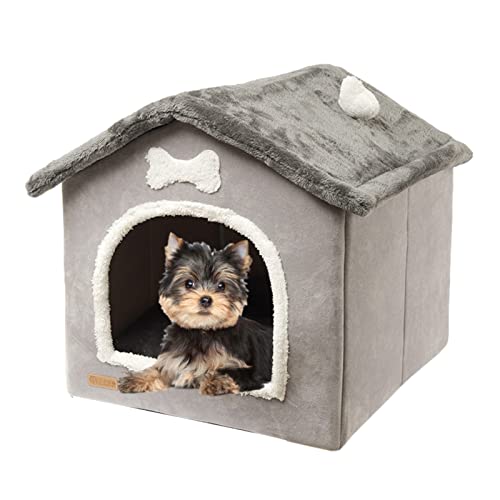 KSIEE Faltbares Hundehüttenbett, geschlossenes warmes Plüsch-Schlafnest mit abnehmbarem Kissen für Haustiere, Hunde, Katzen, abgedeckte kleine Haustierhöhle, Innen-Katzenversteck (M) KSIEE Faltbares Hundehüttenbett, geschlossenes warmes Plüsch-Schlafnest mit abnehmbarem Kissen für Haustiere, Hunde, Katzen, abgedeckte kleine Haustierhöhle, Innen-Katzenversteck (M) von KSIEE