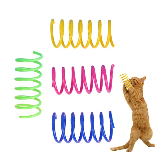 Katzen-Federspielzeug, 4 Stück Katzenspiralfedern, zum Schlagen, Beißen, Jagen und aktives gesundes Spielen, passend für langlebige schwere Kunststofffeder für Indoor-Katzenspielzeug von KSIEE