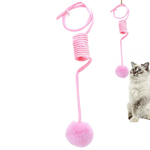 Katzenspielzeug-Ball, interaktives Katzenspielzeug, Wollgarn-Bälle für Indoor-Katzen, Katzenfederspielzeugbälle mit Glocke, für Kätzchen, Katzen, Kauen, Krallenschleifen, Zahnreinigung (Rosa) von KSIEE