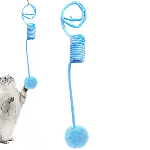 Katzenspielzeug-Ball, interaktives Katzenspielzeug, Wollgarn-Bälle für Indoor-Katzen, Katzenfederspielzeugbälle mit Glocke, für Kätzchen, Katzen, Kauen, Krallenschleifen, Zahnreinigung (blau) von KSIEE