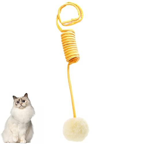 Katzenspielzeug-Ball, interaktives Katzenspielzeug, Wollgarn-Bälle für Indoor-Katzen, Katzenfederspielzeugbälle mit Glocke, für Kätzchen, Katzen, Kauen, Krallenschleifen, Zahnreinigung (gelb) von KSIEE