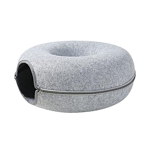 Katzentunnelbett, Katzentunnel für Indoor-Katzen, kratzfestes, abnehmbares, rundes Filz-Katzenrohr-Spielspielzeug mit Guckloch, und waschbares großes Donut-Katzenbett für kleine Haustiere, Kaninchen, Katzentunnelbett, Katzentunnel für Indoor-Katzen, kratzfestes, abnehmbares, rundes Filz-Katzenrohr-Spielspielzeug mit Guckloch, und waschbares großes Donut-Katzenbett für kleine Haustiere, Kaninchen, von KSIEE