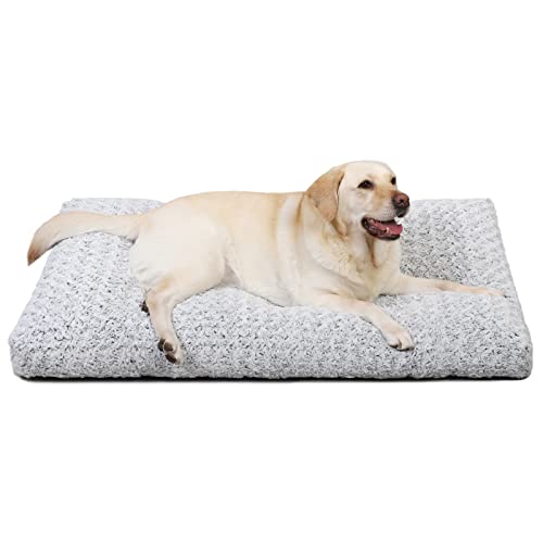 KSIIA Hundebett Grosse Hunde Waschbar, XL Hundekissen flauschig, Hundematte für große mittelgroße Hunde, rutschfeste Unterseite, Hundekorb Hundematratz Haustierbett Grau 105x70cm von KSIIA