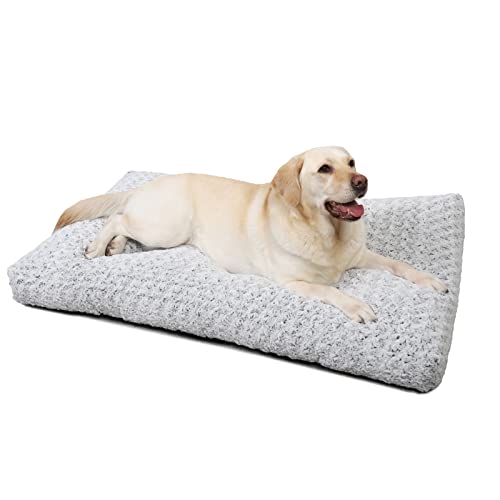 KSIIA Hundebett Grosse Hunde, Waschbar, XXL Hundekissen flauschig, Hundematte für große, mittelgroße Hunde, rutschfeste Unterseite, atmungsaktiv, Haustierbett Grau 122x74cm von KSIIA