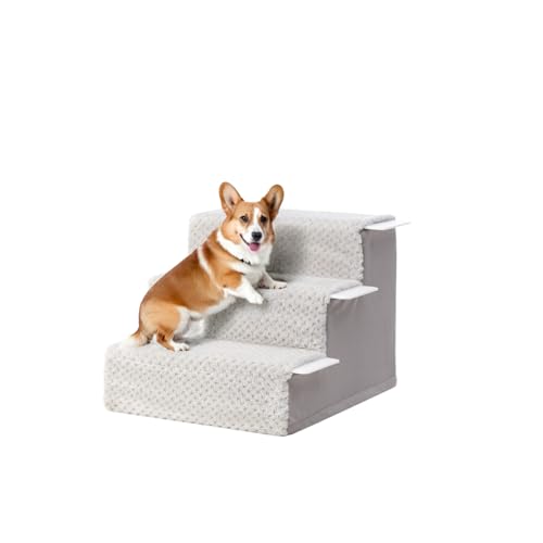 KSIIA Hundetreppe für Kleine Hunde 33cm Hoch, Haustiertreppe mit Abnehmbarem Waschbarem Bezug, Katzentreppe für Alte Katzen Hunde, Rutschfestem Hunderampe Hundetreppe für Bett Sofa, Grau KSIIA Hundetreppe für Kleine Hunde 33cm Hoch, Haustiertreppe mit Abnehmbarem Waschbarem Bezug, Katzentreppe für Alte Katzen Hunde, Rutschfestem Hunderampe Hundetreppe für Bett Sofa, Grau von KSIIA