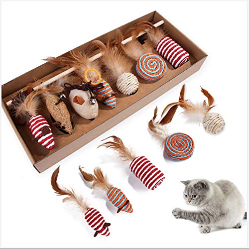 KSTYLE Katze 7-teilige Spielzeugsimulation-Maus Molar-Feder-Haustier liefert lustiges Katzenstock-Set von KSTYLE