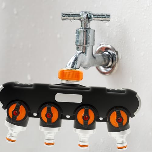 4-Wege-Verteiler 21.8 x 12.8cm 3/4“ verlängerte Griff Robust Wasserverteiler für Wasserhahn 4 Way Garden Hose Splitter Wasseranschluss Verteiler 4 Geräte Können Gleichzeitig Verbunden Werden von KTCINA