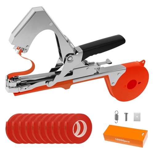 Bindezange für Pflanzen mit 10000 Nägel 10 Bänder Ultra Kraftsparend Rutschfest Sicher Pflanzenbindemaschine Ergonomisch Bindemaschine Pflanzen Handbindemaschine für Weinberg Tomate Gurken Obst Gemüs von KTCINA