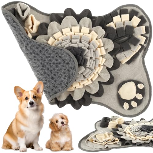 Schnüffelteppich Für Hunde 64 X 43cm Schnüffelmatte Hund Schnüffelteppich Für Hunde Waschbar Hundespielzeug Schnüffelmatte Schnüffelteppich Hund (grau) von KTCINA
