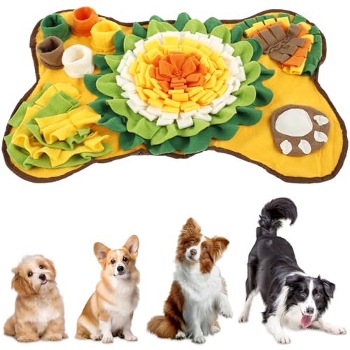 Schnüffelteppich Hund 64 * 43 cm Trainieren Geruchssinn Ausgrabungsmatte Hund mit BB-Echolot Hundematte Weich rutschfest Sicher Hundematte Waschbar Snuffle Mat for Dogs für Geruch (Gelb) von KTCINA