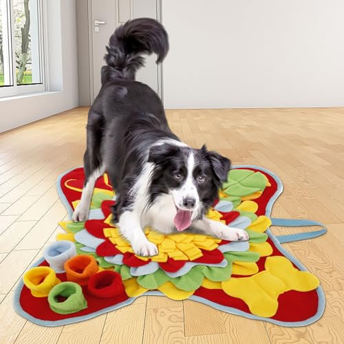 Schnüffelteppich für Hunde 50 * 50 cm Ultra Weich rutschfest Sicher Ausgrabungsmatte Hund Handwaschbar Maschinenwaschbar Hundematte Waschbar Snuffle Mat für Kleine Mittelgroße (Rot) von KTCINA