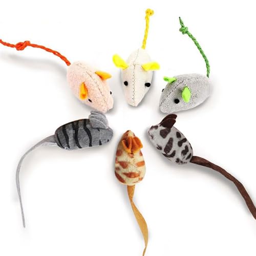 6 PCS Katzenspielzeug, Echtfell-Spielzeugmaus, Fellmaus Spielzeug, Katzenminze Maus für Katzen Kitty 6 PCS Katzenspielzeug, Echtfell-Spielzeugmaus, Fellmaus Spielzeug, Katzenminze Maus für Katzen Kitty von KTL