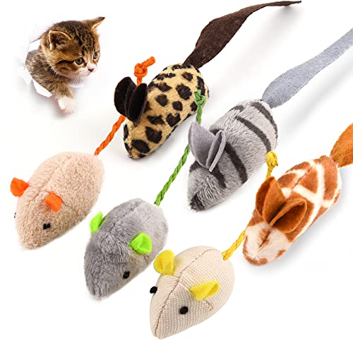 6 PCS Katzenspielzeug, Echtfell-Spielzeugmaus, Fellmaus Spielzeug, Katzenminze Maus für Katzen Kitty von KTL