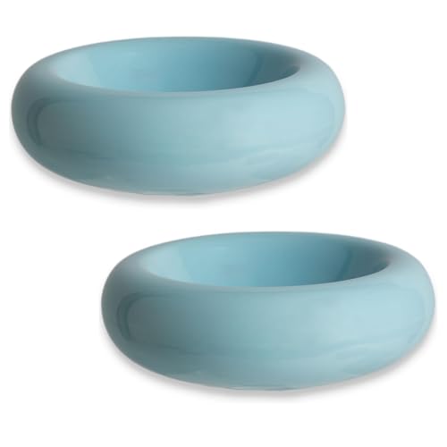 15,5 cm Katzennäpfe, Keramik, 200 ml, Schnurrhaar, Müdigkeitsentlastung, Anti-Erbrechen, schützt die Wirbelsäule, perfekt für Indoor-Katzen (2 Stück, blau) von KTLECL