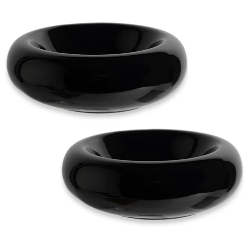 15,5 cm Katzennäpfe, Keramik, 200 ml, Schnurrhaar, Müdigkeitsentlastung, Anti-Erbrechen, schützt die Wirbelsäule, perfekt für Indoor-Katzen (2 Stück, schwarz) von KTLECL