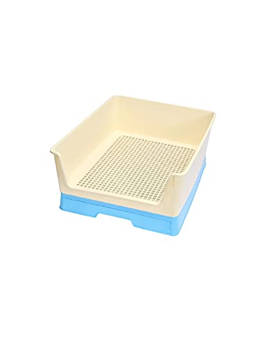 Einzigartig Schublade High Side Zaun Pet WC, Flach Gitter Spritzwassergeschütztes Bedpan Tray, Veran Ausbildung Kleine Mittelständische HundePotty (Color : Blue, Größe : 21.5inchs) von KTNG