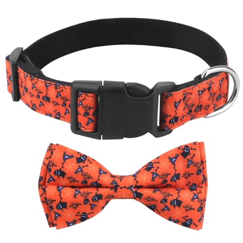 Hundehalsband Halloween, mit Hunde Fliege Abnehmbarer, Personalisiert Hunde Halsband, verstellbares Hundehalsband, für Hunde Kleine Mittel große Hunde, Halloween Hundehalsband Halloween, mit Hunde Fliege Abnehmbarer, Personalisiert Hunde Halsband, verstellbares Hundehalsband, für Hunde Kleine Mittel große Hunde, Halloween von KTWSUEF