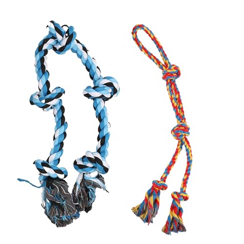 KUBEMUEG Seilspielzeug für Hunde, interaktives Kauspielzeug für mittelgroße und große aggressive Kauer, 2 Stück (mehrfarbig 1) von KUBEMUEG