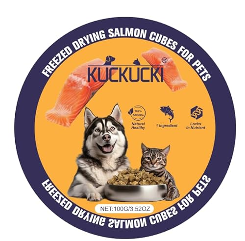 Gefriergetrocknete Snacks mit Lachs für Hunde & Katzen, Lach Knuspriger Katzensnack, Getreidefrei Hundesnack Gebackener Snack aus Lachs von KUCKUCKI