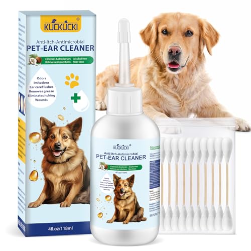 KUCKUCKI Ohrenreiniger für Hunde & Katzen 118ml, Ohrentropfen mit kolloidalem Silber Natürliche Ohrmilbenöl Bei Ohrentzündungen und Juckreiz KUCKUCKI Ohrenreiniger für Hunde & Katzen 118ml, Ohrentropfen mit kolloidalem Silber Natürliche Ohrmilbenöl Bei Ohrentzündungen und Juckreiz von KUCKUCKI