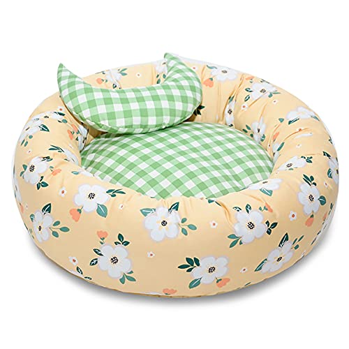 Katzenbett / Hundebett, bequem, rund, mit rutschfester Unterseite, wärmend, Donut-Kuscheltier von KUCOCOSNEH