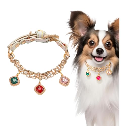 KUDES Haustierhalsband für kleine Hunde und Katzen, verstellbares PU-Leder-Halsband mit Strass-Diamant-Anhänger, Choker-Halskette, Schmuckhalsband für Hochzeit, Geburtstag, Party, Valentinstag KUDES Haustierhalsband für kleine Hunde und Katzen, verstellbares PU-Leder-Halsband mit Strass-Diamant-Anhänger, Choker-Halskette, Schmuckhalsband für Hochzeit, Geburtstag, Party, Valentinstag von KUDES