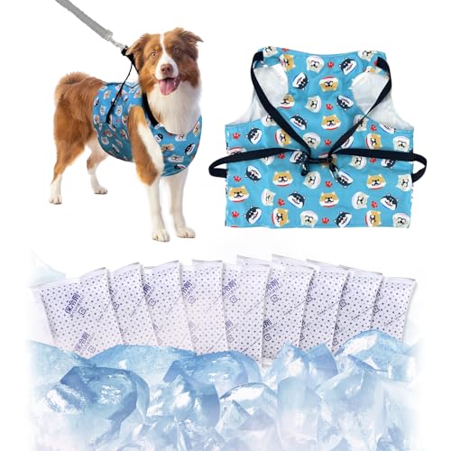 KUDES Kühlweste für Hunde mit recycelbaren Kühlakkus, verstellbares Hundegeschirr mit D-Ring für kleine, mittelgroße und große Hunde, Spaziergänge drinnen und draußen im Sommer KUDES Kühlweste für Hunde mit recycelbaren Kühlakkus, verstellbares Hundegeschirr mit D-Ring für kleine, mittelgroße und große Hunde, Spaziergänge drinnen und draußen im Sommer von KUDES