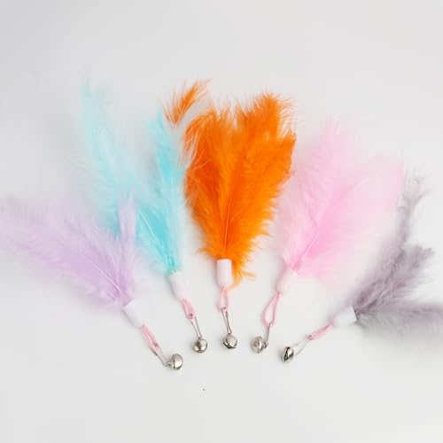 KUEEA 5 Stück Farbe Natürliche Federersatzteile Für Katzenspielangeln, Mit Glocken Versehene Federn Für Interaktives Katzenspielzeug, Sicher Und Ungiftig Für Hauskatzen KUEEA 5 Stück Farbe Natürliche Federersatzteile Für Katzenspielangeln, Mit Glocken Versehene Federn Für Interaktives Katzenspielzeug, Sicher Und Ungiftig Für Hauskatzen von KUEEA