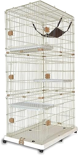 Kleintier-Laufgitter, Katzenkäfig, Katzenkäfig im Freien, 3-stöckige Katzenwohnung, ideal für 1–4 Katzen, für Hamster, Rennmäuse mit großem Wohnraum (Größe: 55 x 84 x 167 cm) von KUENCE