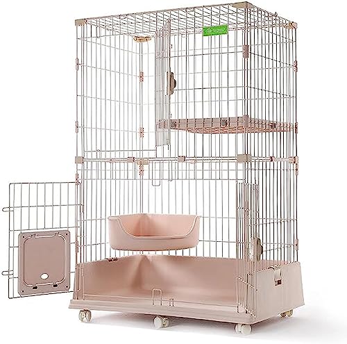 Kleintier-Laufgitter, Katzenkäfig, Katzenkäfig im Freien, Katzenkäfig, Laufstall, Frettchenkäfig, 1 Regal, Katzenbett, Radrollen | Ideal für 1–2 Katzen (Größe: 86 x 61 x 129 cm, Farbe: C3). von KUENCE