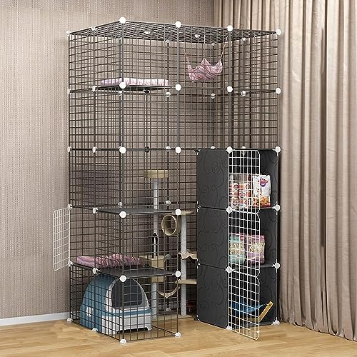 Laufgitter für Kleintiere, Katzenkäfig – Katzenlaufstall, Haustierkäfige für Katzen, Metallgehege, Netz, Übungshof, Zaun, Käfig für kleine Haustiere, Kaninchen, Igel (Größe: 111 x 75 x 183 c von KUENCE