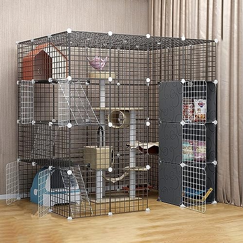 Laufgitter für Kleintiere, Katzenkäfig – Katzenlaufstall, Haustierkäfige für Katzen, Metallgehege, Netz, Übungshof, Zaun, Käfig für kleine Haustiere, Kaninchen, Igel (Größe: 147 x 111 x 147 von KUENCE