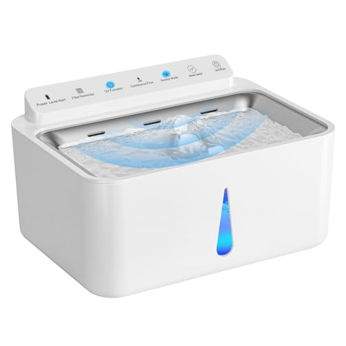 KUFOCE Katzenbrunnen Kabellos Trinkbrunnen für Katze, 5L Katzenbrunnen für Katzen mit Bewegungsmelder, Batteriebetrieben Katzentrinkbrunnen, 5000mAh, Edelstahl Trinktablett, Ultra-Leise Wasserbrunnen KUFOCE Katzenbrunnen Kabellos Trinkbrunnen für Katze, 5L Katzenbrunnen für Katzen mit Bewegungsmelder, Batteriebetrieben Katzentrinkbrunnen, 5000mAh, Edelstahl Trinktablett, Ultra-Leise Wasserbrunnen von KUFOCE
