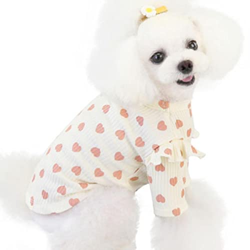 Rosa Beige Grau Baumwolle Haustierkleidung Warme Hoodies T-Shirt Herzmuster Oansatz Spitze Kurzarm Pullover Sweatshirt Für Kleine Hunde Rosa Beige Grau Baumwolle Haustierkleidung Warme Hoodies T-Shirt Herzmuster Oansatz Spitze Kurzarm Pullover Sweatshirt Für Kleine Hunde von KUGRRFRC