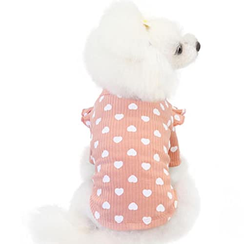 Rosa Beige Grau Baumwolle Haustierkleidung Warme Hoodies T-Shirt Herzmuster Oansatz Spitze Kurzarm Pullover Sweatshirt Für Kleine Hunde Rosa Beige Grau Baumwolle Haustierkleidung Warme Hoodies T-Shirt Herzmuster Oansatz Spitze Kurzarm Pullover Sweatshirt Für Kleine Hunde von KUGRRFRC
