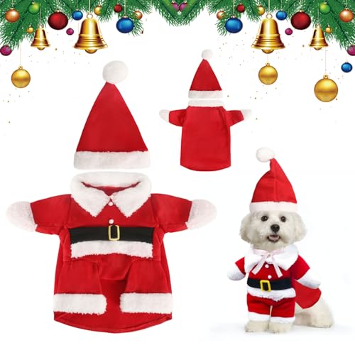 Hundekostüme Weihnachten, Katze Hund Weihnachtskostüm mit Nikolausmütze Weihnachtshund Cosplay Outfit, Weihnachten Haustier Umhang für Neujahr Lustige Anzieh Haustierpartys Bekleidung Anzüge Hundekostüme Weihnachten, Katze Hund Weihnachtskostüm mit Nikolausmütze Weihnachtshund Cosplay Outfit, Weihnachten Haustier Umhang für Neujahr Lustige Anzieh Haustierpartys Bekleidung Anzüge von KUHAWL
