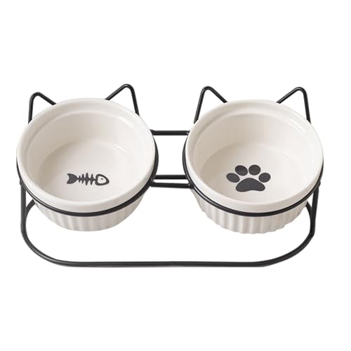 Katzennäpfe aus Keramik, erhöhter Futternapf für Katzen mit Haustierfuttermatte, erhöhter Kätzchen-Trinknapf, schwarzer Ständer für Futter und Wasser, Anti-Erbrechen für Indoor-Katzen, Welpen, kleine Katzennäpfe aus Keramik, erhöhter Futternapf für Katzen mit Haustierfuttermatte, erhöhter Kätzchen-Trinknapf, schwarzer Ständer für Futter und Wasser, Anti-Erbrechen für Indoor-Katzen, Welpen, kleine von KUHPLOVE