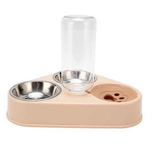 3-in-1-Napf für Hunde und Katzen, Abnehmbarer Edelstahlnapf mit Automatischer Wasserspenderflasche, Rutschfestes Doppel-Wasser- und Futternapf-Set für Hunde und Katzen für Kleine von KUIDAMOS