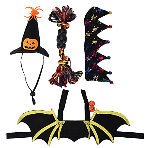 Fledermaus Kostüm für Katzen, Lebhaftes Halloween Katzenkostüm Innovatives mit niedlichen Kürbisglocken für Hund für Halloween Mottopartys für Geburtstagsfeiern für Katze(M) von KUIDAMOS
