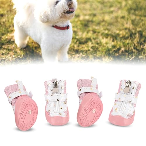 KUIDAMOS Hundeschuhe, Superweiche Haustierstiefel mit Reißverschluss, 4-teiliges Mesh-Design für das Tägliche Tragen Beim Laufen (Größe 2) von KUIDAMOS